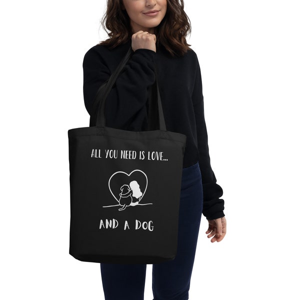 Love dogs Eco Tote Bag black | Dog best friend | Eco bolsas de tela negra | Perros amigos | me gusta los perros | schwarze Einkaufstasche