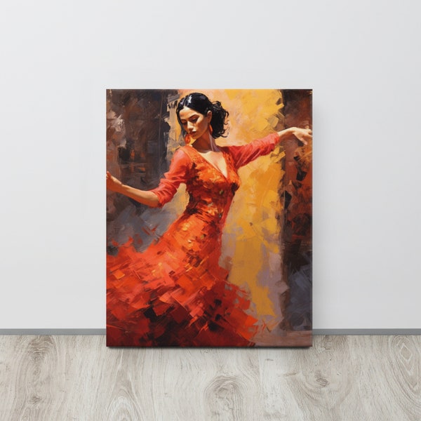 Toile de danseuse de flamenco | toile de Bailaora de flamenco | Art mural espagnol| Art mural flamenco