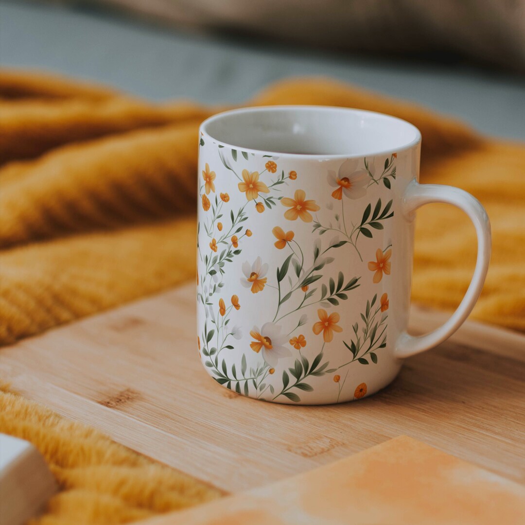 Flower Mug, Boho Wildflowers Cottagecore Coffee Mug, Flower Coffee Mug ...