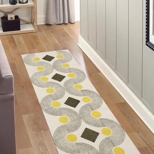 Yellow Runner Area Rug Home Washable Runner, Block Printed Rug Cotton Boho Carpet Woven Runner Hallway Stair Runner Floor Mat 2x20 3x12 4x20