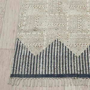 Cotton Rug, Boho Decor Dhurrie, Handmade Block Printed Rug, Extra Large Runner Carpet, Woven Home Decor Kitchen Carpet, Washable Cotton Rug