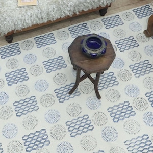 Indian rugs Handmade Rugs Blue Area Durry Woven Cotton Carpet Block Printed Rug Washable Kilim boho Rugs Custom Size 3x5 6x9 8x10 Ft