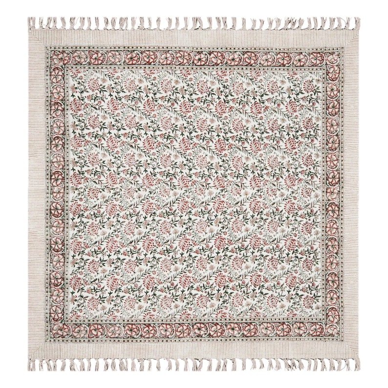 Square Area Rug Green 3x3 5x5 8x8 ft Washable Cotton Rugs Kitchen Floor Carpet Indoor Outdoor Dhurrie, Hand Block Print Rug Square Yoga Mat Custom Size Rug Handmade Cotton Rug, Large Square Rugs for Living Room, Bedroom, Dining Room
