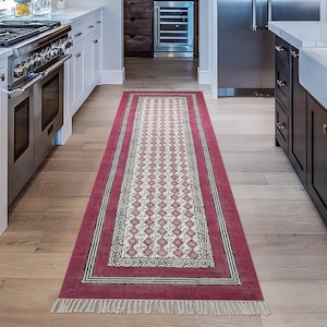 Hallway runner, Kilim cotton carpet Kitchen floor, Dining room rug Hand block printed, Stair Runner, Woven cotton durries 3x10 5x10 4x15 ft