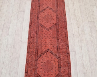 Runner Area Rug Washable Runner, Block Printed Cotton Rug Woven Boho Carpet for Large Hallway Stair, Kitchen Floor Runner, Custom Red Rug