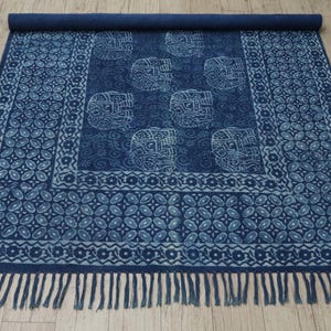 Geometric Blue Handmade Cotton Runner Rug  Extra Large Area Rug for Living Room Hand Block Print Rug Gift for Father Rug 4x6 5x5 2.6x10 ft
