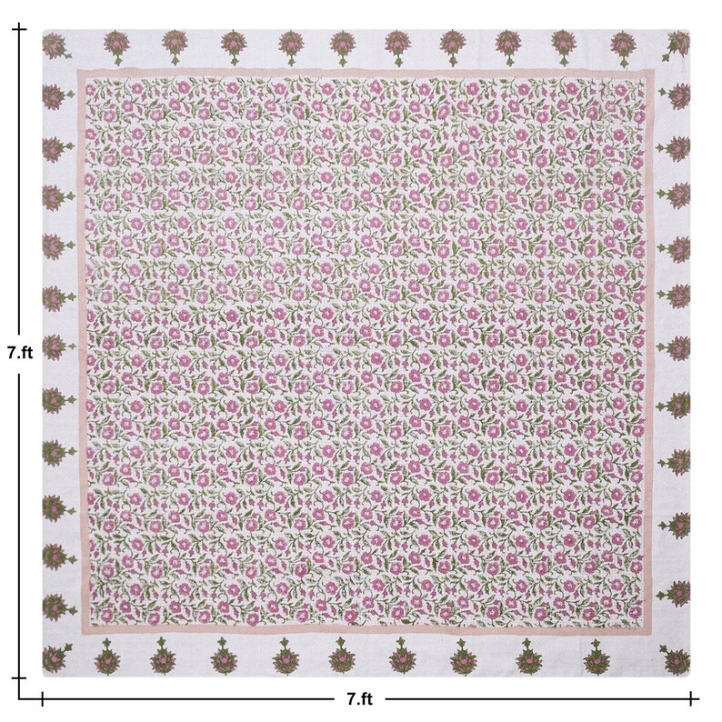 Square Area Rug Green 3x3 5x5 8x8 ft Washable Cotton Rugs Kitchen Floor Carpet Indoor Outdoor Dhurrie, Hand Block Print Rug Square Yoga Mat