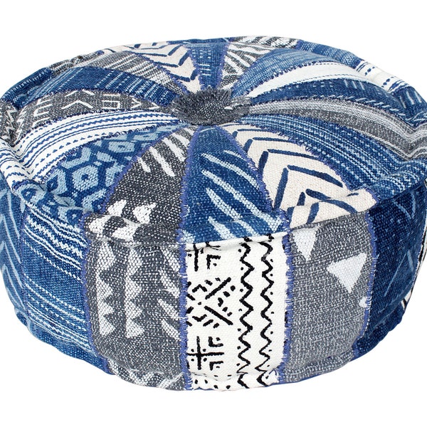 Housse de pouf en coton imprimé bloc tissé à la main indien pour salon chambre à coucher repose-pieds sièges au sol housse de pouf en coton