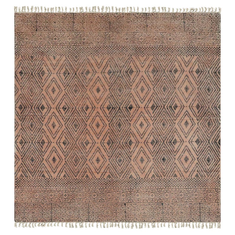 Square Area Rug Green 3x3 5x5 8x8 ft Washable Cotton Rugs Kitchen Floor Carpet Indoor Outdoor Dhurrie, Hand Block Print Rug Square Yoga Mat Custom Size Rug Handmade Cotton Rug, Large Square Rugs for Living Room, Bedroom, Dining Room