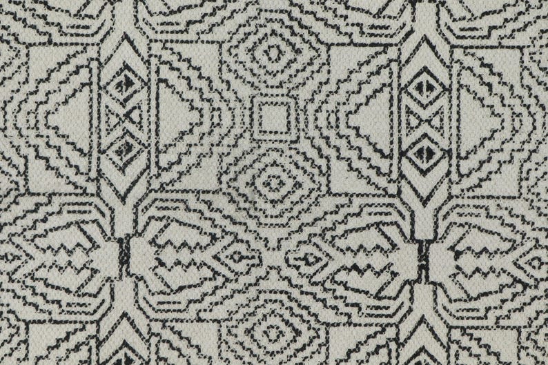Hand Block Printed Cotton Rug - Black Beige Geometric Runner - Etsy