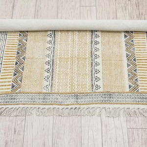 Hand Block Printed Cotton Rug: Bohemian Woven Area Rug - Etsy