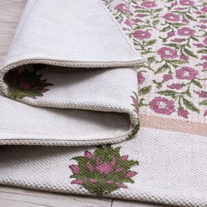 Square Area Rug Green 3x3 5x5 8x8 ft Washable Cotton Rugs Kitchen Floor Carpet Indoor Outdoor Dhurrie, Hand Block Print Rug Square Yoga Mat