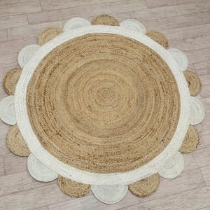 White Jute Rug Round Jute Rug 4x4 5x5 7x7 ft Beige Area Rug Hand Braided Circle Carpet Bohemian Rug Natural Fiber Area Rug for Living Room