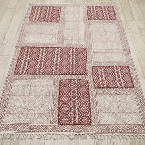 Handmade Runner Rug Cotton Area Rug Red Cotton Rugs For Living Room Decorative Rug Square Stair Runner Boho Custom 6x9 4x4 10x14 ft. Rug