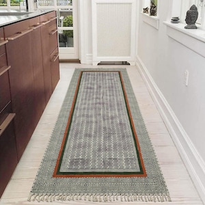 Runner Stairs, Woven Runner Cotton Large Area Rug Block Print Cotton Runner Outdoor Patio Mat Kitchen Runner Geometric Rug 2.5x10 3x15 4x20