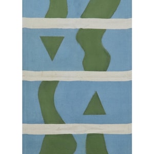 Tappeto astratto con bordi verdi e blu, tappeto lavabile in cotone, tradizionale stampato a blocchi per sala da pranzo, 5x5 4x6 2,6x10 piedi