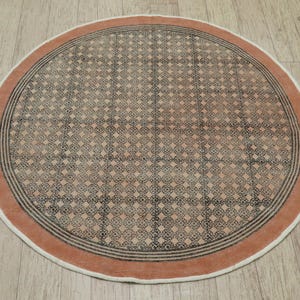 Round Area Rug Indian Hand Block Printed Rug Indoor Hallway Circle Rug Washable Cotton Rug Round Kitchen Floor Carpet for Bedroom Custom Rug