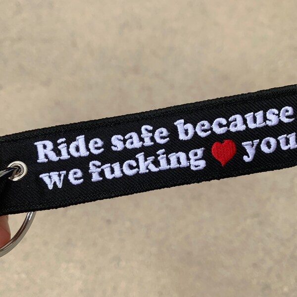 BLACK RED BIKE HEARTBEAT Embroidered Jet Tag Car Motorcycle Keyring Key Chain | UK BLACK RED BIKE HEARTBEAT Embroidered Jet Tag Car Motorcycle Keyring Key Chain | UK