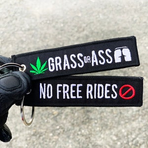Grass or Ass No free rides Motorcycle Gift Car key ring Motorbike key tag Biker gift Rider keytag Motorcycle keychain funny gift