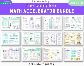 14 Bunte Mathe-Zusammenfassung Poster Bündel | Dekorative Klassenzimmer Wandkunst | Grundschule Rechenarbeit | Digitaler Download zum ausdrucken