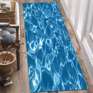 Ocean Wave Rug: Nautical Pool Water Reflection Runner