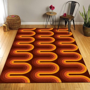Groovy 70s Rug: Psychedelic Wavy Design image 1