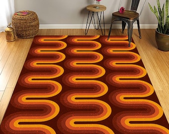 Groovy 70er Jahre Teppich: Psychedelisches Gewelltes Design