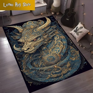 Dragon Pattern Rug: Mythological Living Room Decor