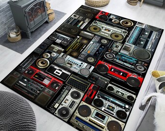 Boombox Rugs, Retro Audio Cassette Rugs, Man Cave Rugs, Office Rugs ...