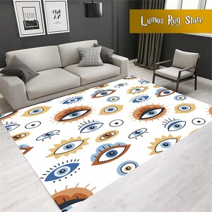 Tappeto con motivo Evil Eye: tappeto antiscivolo decorativo minimalista