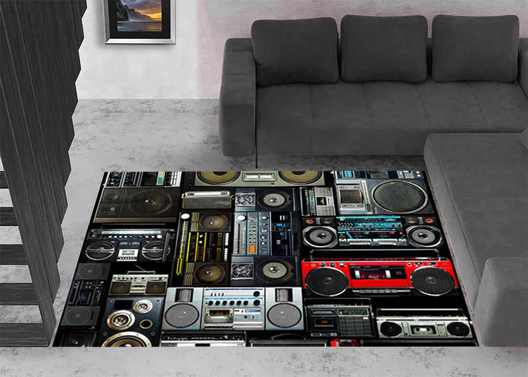 Boombox Rug, Retro Audio Casette Rug, Music Rug, Living Room Rug, Music ...