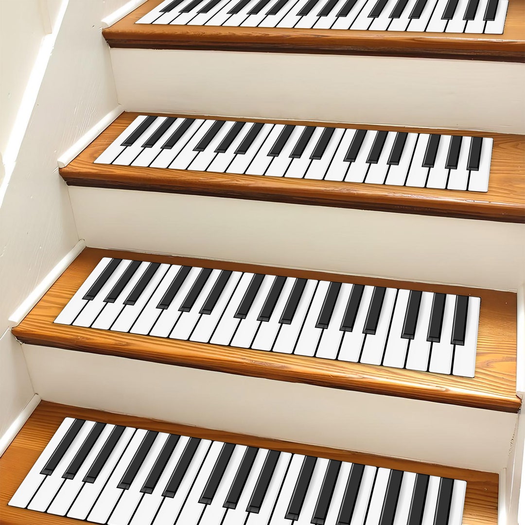 Piano Key Railing Piano Keys Stair Tread Rug: Non-slip Music Decor (9.8 X 31.4 Inches) - Etsy