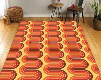 70s Wellenteppich: Abstraktes Retro-Design in Orange