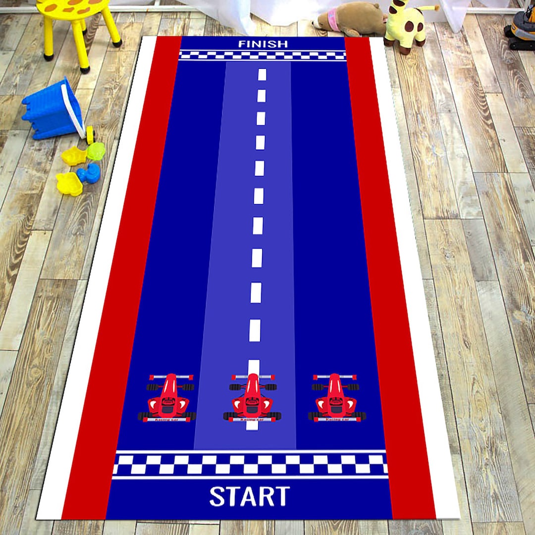Race Track Rug Runner Rug Kids Room Rug Hallway Ruglong Etsy