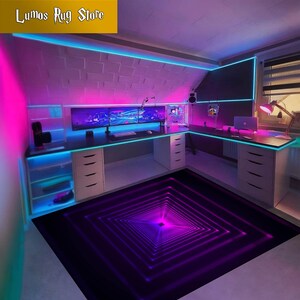 Neon Tunnel Gaming Room Rug: E-Sport Gamer Decor
