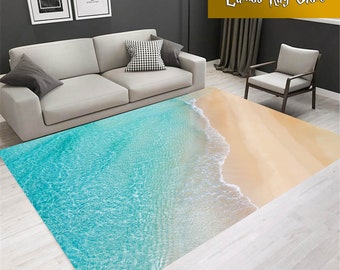 Strandteppich mit Nautischem Meereswellen Design, Baumwollgewebe
