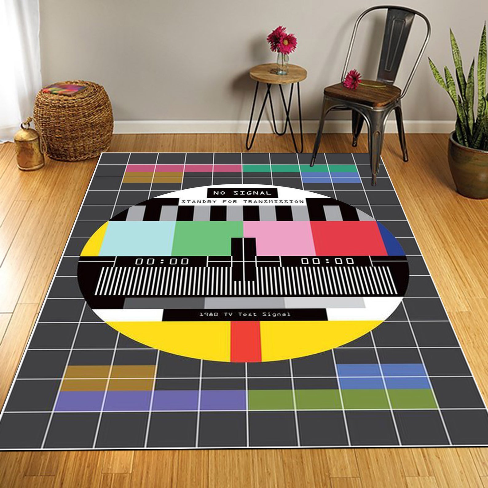 Test Pattern Rug Retro TV Test Pattern Rug: 80s Style, Multicolor - Etsy