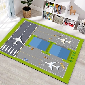 Airport Runway Rug: Kids Play Mat, Airplane Decor