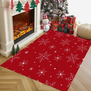 Christmas Rug, Christmas Santa Rug, Merry Chrismast Rug, Christmas Gift, Living Room Rug, Christmas Decor Rug, Birthday Gifts, Snowflake Rug
