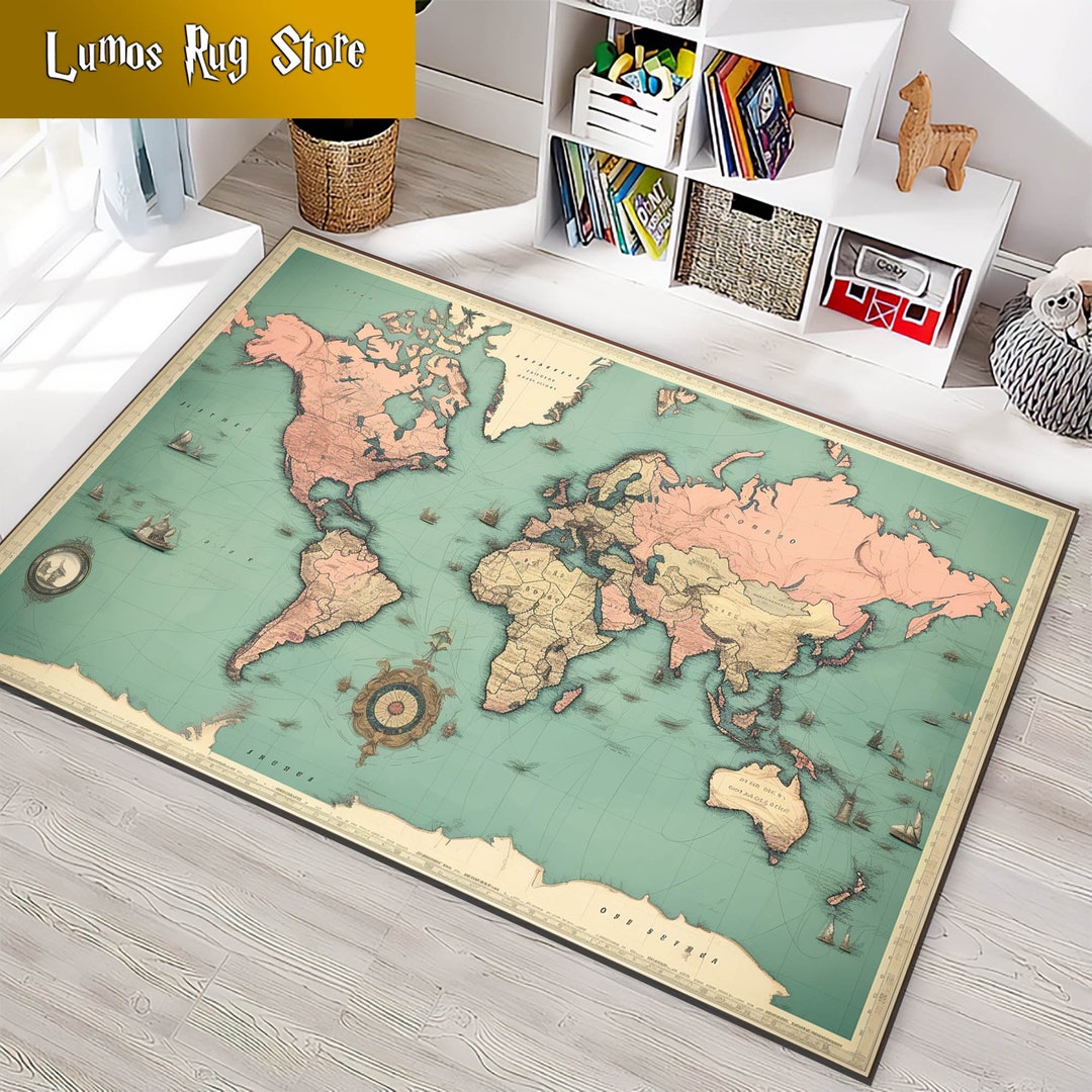 Map Rug, World Map Rug, Large World Map,office Rug, Education Rug, for ...