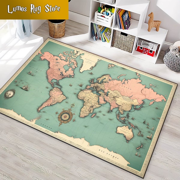 World Map Rug Etsy