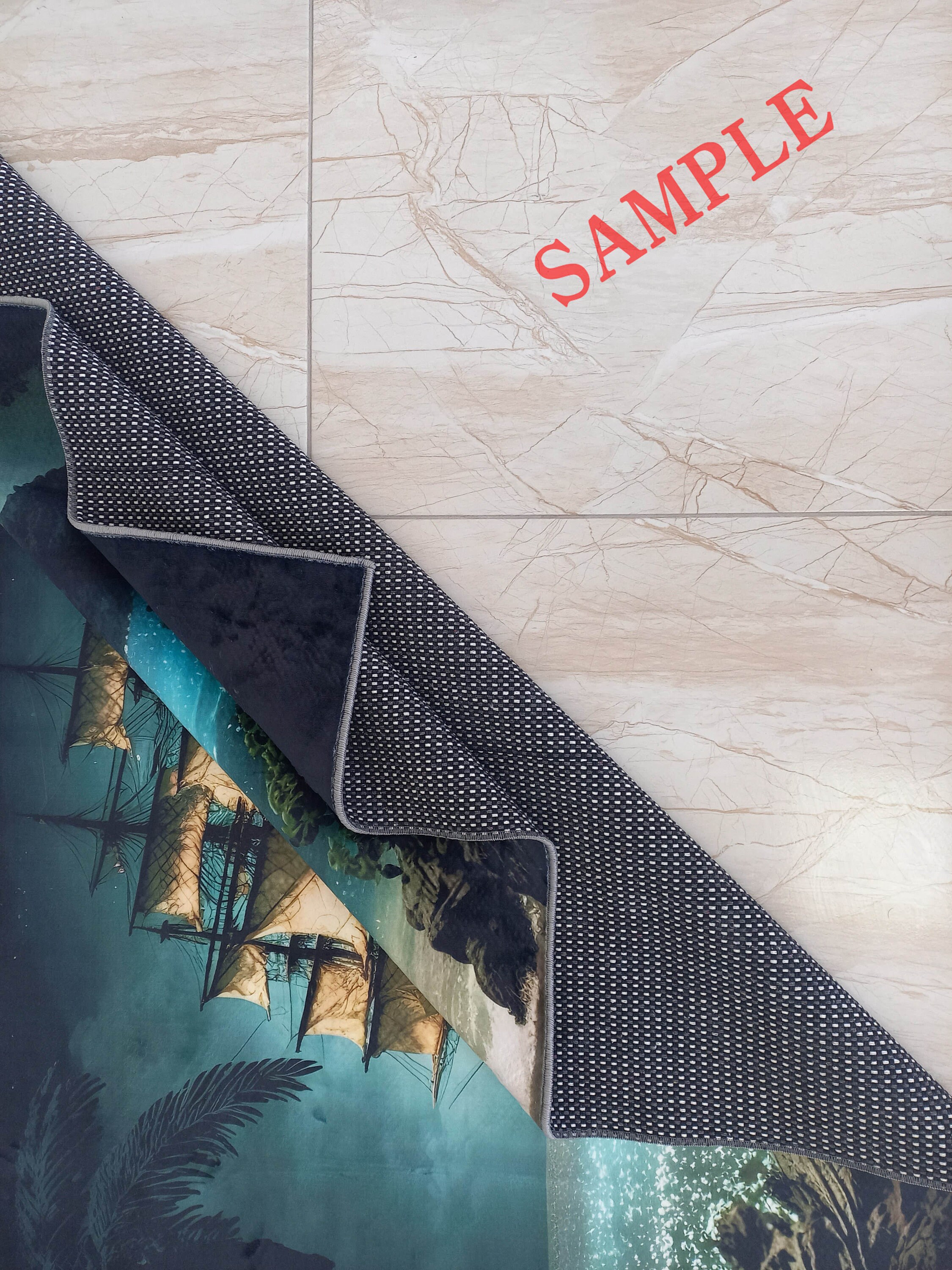 Pirate Ship Rug, Boat Rug, Vintage Pirate Ship Rug, Decorative Rug