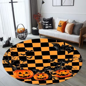 Halloween Rug,Horror Rug,Pumpkin Rug,Halloween Gift Rug,Scary Rug,Halloween Gift Rug,Halloween Round Rug,Living Room Rug,Happy Halloween