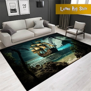 Pirate Ship Rug, Boat Rug, Vintage Pirate Ship Rug, Decorative Rug, Living Room Rug, Area Rug, Art Rug, Birthday Gifts, Non-Slip Rug