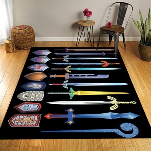 Legend Of Zelda Rugs,Zelda Swords Rug,Gamer Rug,Gift For Gamer Rug,Zelda Gamer Rug,Game Room Rug,Boy Room Rug,Living Room Rug,Kids Room Rugs