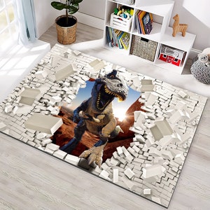 Dinosaur Rug, Decorative Rug, For Living Room Rug, Dinosaur Pattern Rug, Kids Room Rug, Birthday Gifts, Dinosaur Area Rug, Crack Rug, 3D Rug