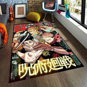 Anime Character Rug: Japanese Animation Pattern, Teen Room Decor