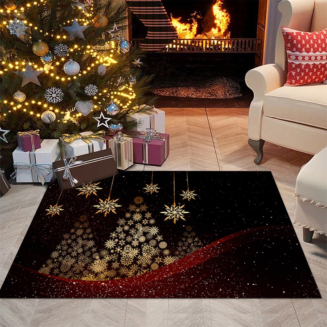Christmas Rug Christmas Santa Rug Merry Chrismast Rug Etsy