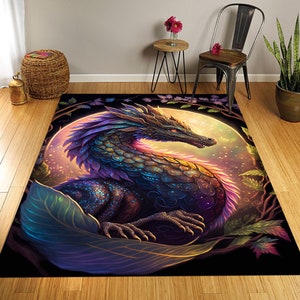 Dragon Rug: Mythological Pattern, Decorative Living Room Rug
