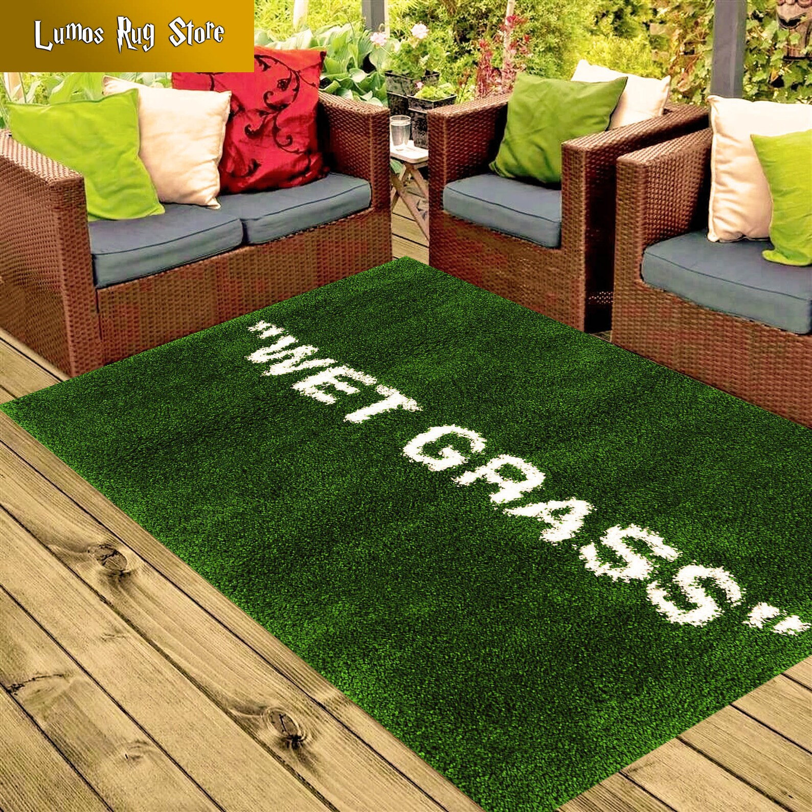 Wet Grass Rug, Grass Pattern, Grass Looking Balcony Rug, Terrace Rug ...